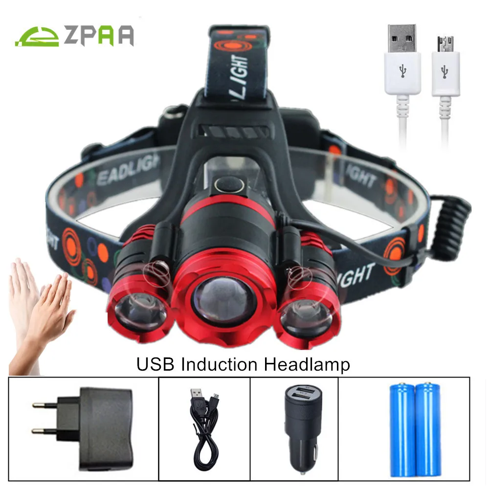LED Headlamp Headlight USB IR Motion Sensor Head Lamp Light CREE XML T6 High Power 10000Lumens