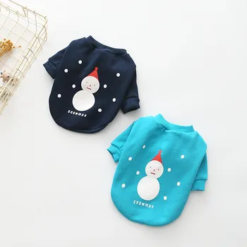 

New Spring/autumn Dog Clothes 100% Cotton Double Foot Leisure Snowman Dog Clothes for Small and Medium Dog Pet Supplies