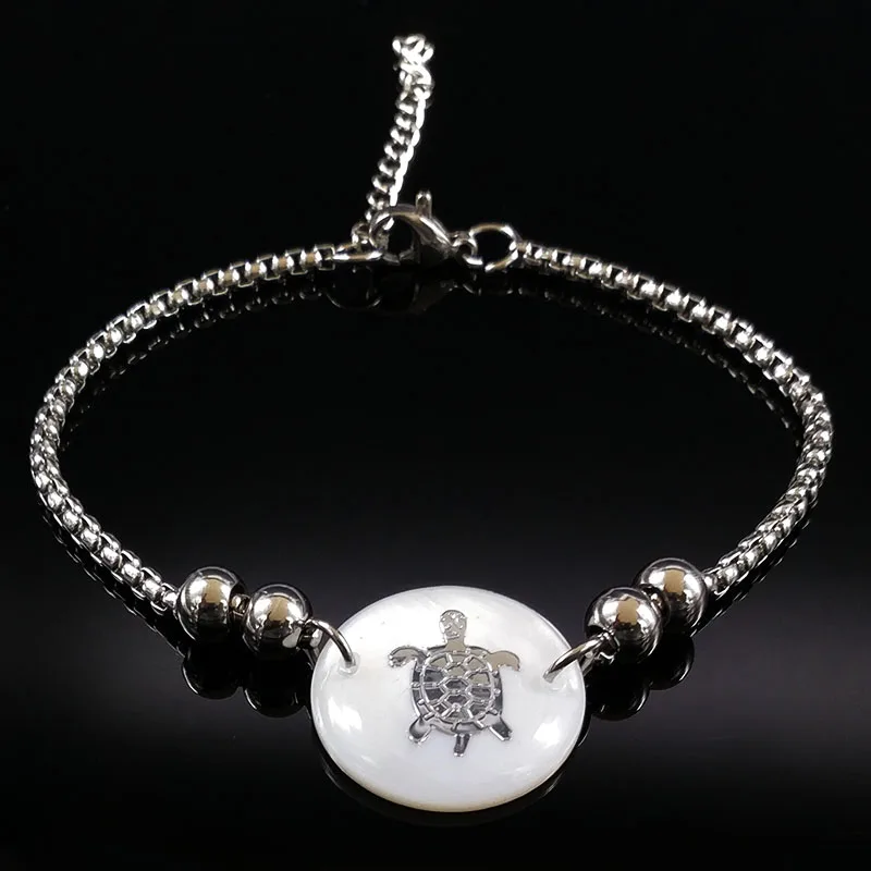 Круглый браслет из нержавеющей стали для Чехол женский серебряный цвет браслет с черепахами ювелирные изделия pulseras для женщин B17947