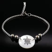 Круглый браслет из нержавеющей стали для Чехол женский серебряный цвет браслет с черепахами ювелирные изделия pulseras для женщин B17947