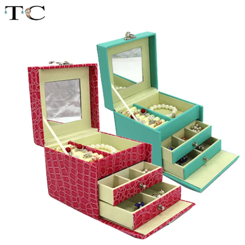 Multi-Function Storage Box Leather Jewelry Box Multi-Layer Large-Capacity Jewelry Organizer Makeup Case