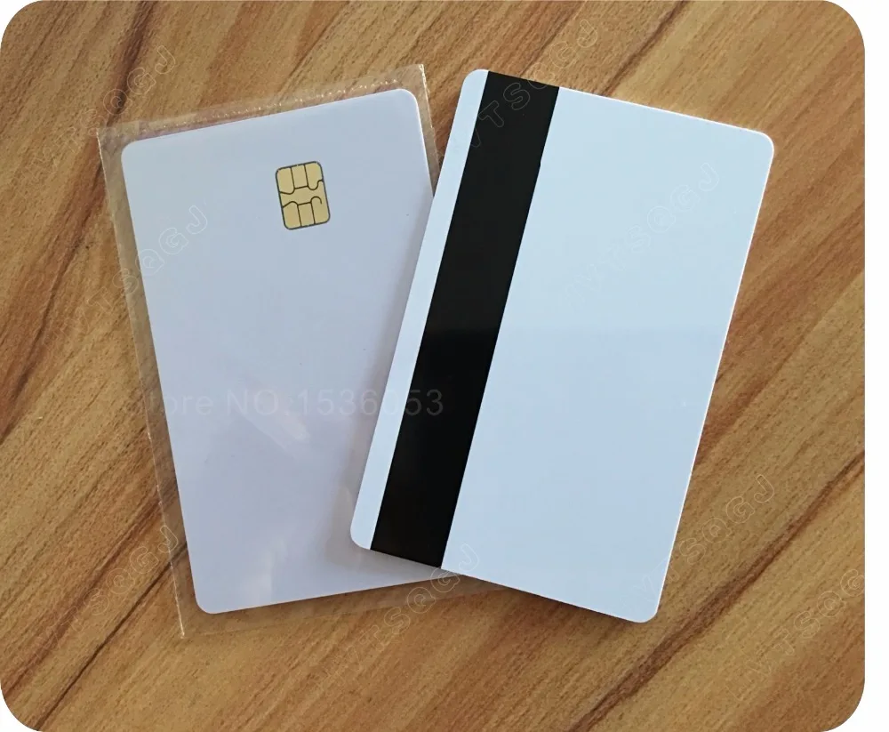 

Free Shipping 100PCS 2 in 1 Blank PVC IC Card SLE 4442 Chip With Hico Magnetic Mag Stripe Smart Card,