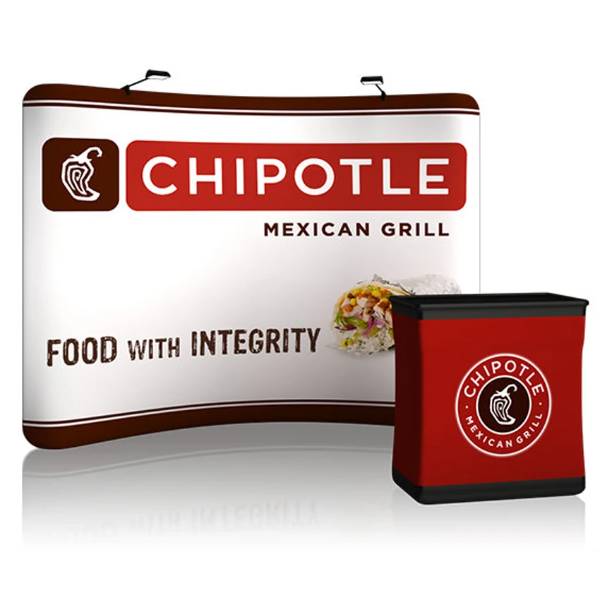 

10ft Advertising Curved Tension Fabric Display Stand With Printed Banner,Trade Show Booth Portable Backdrop Wall