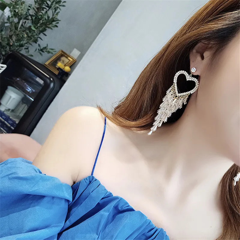 Роскошные Дизайнерские серьги Ajojewel с фианитами в форме сердца синие зеленые