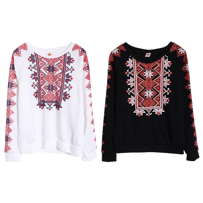 

Women Long Sleeve Round Neck Snowflake Winter Fleeces Blouse Hoodie Pullover tops