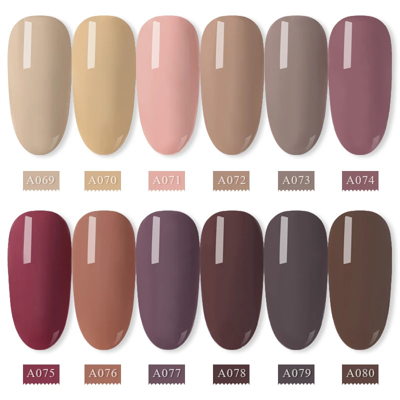 

RBAN NAIL 7ML Nude Brown Series Nail Gel Polish UV Nails Art Semi Permanent Hybrid Gellak Nail Manicure Soak off Top White Gel