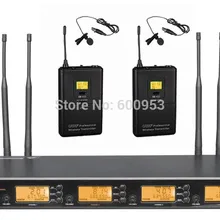Профессиональный 2 Lavalier и 2 ручные UHF беспроводной караоке микрофон системы