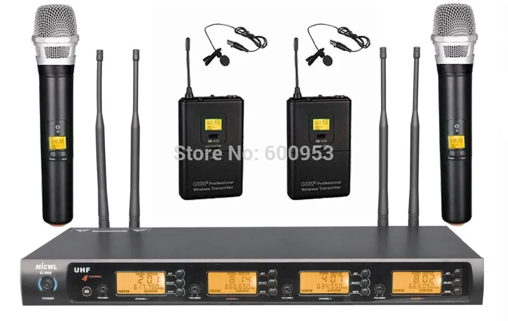 المهنية 2 lavalier و 2 محمول uhf اللاسلكي نظام كاريوكي ميكروفون المهنية 2 lavalier و 2 محمول uhf اللاسلكي نظام كاريوكي ميكروفون