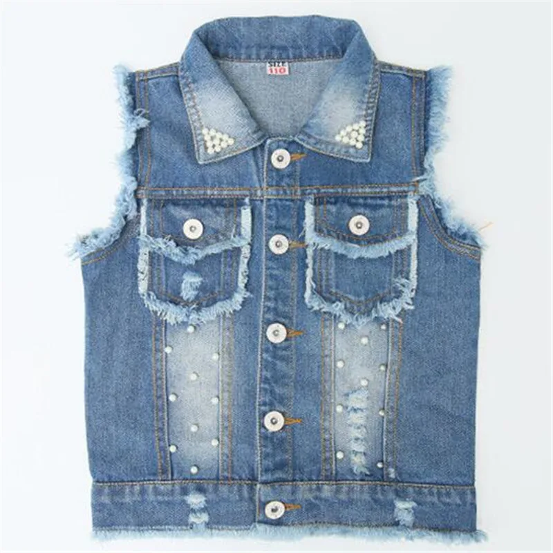 Boys Vest Denim 3 12Y Ripped Coat Girls Denim Kids Cowboy Vest
