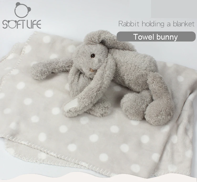 Baby Towels Cartoon Rabbit Plush Toy Doll Saliva Towel Comforter Appease Stuffed Bunny Rattles Toy for newborn gift High Quality (1)