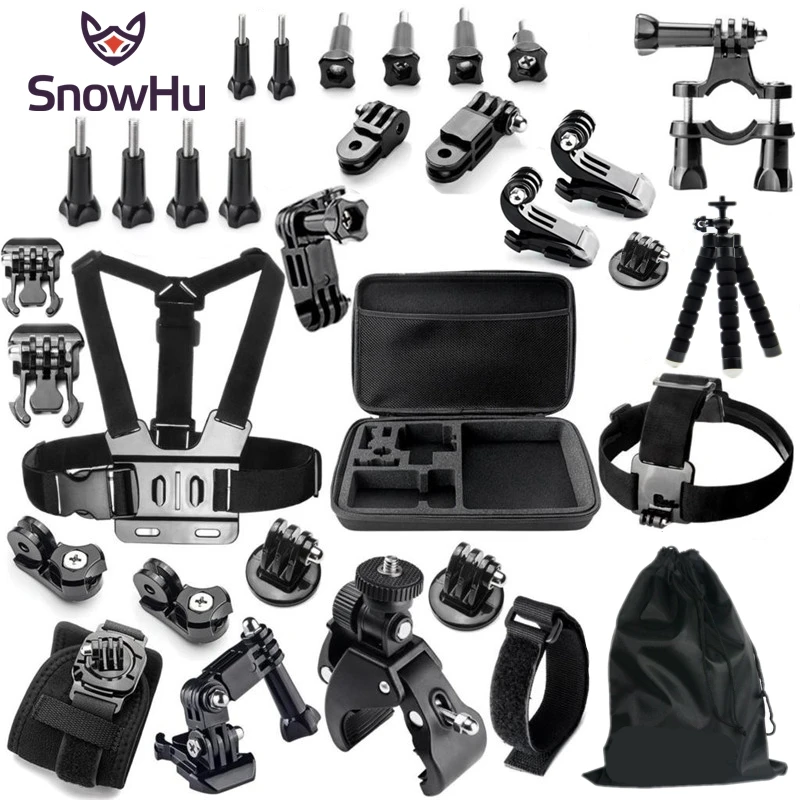 SnowHu Sport Camera Accessories Set Shockproof Carrying Case Mount for