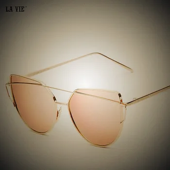 

Women Sunglasses Cat Eye 2017 Hot Mirror Rose Italian Designer Vintage Sun Glasses Unique Flat Ladies Sunglasses Gafas Oculos