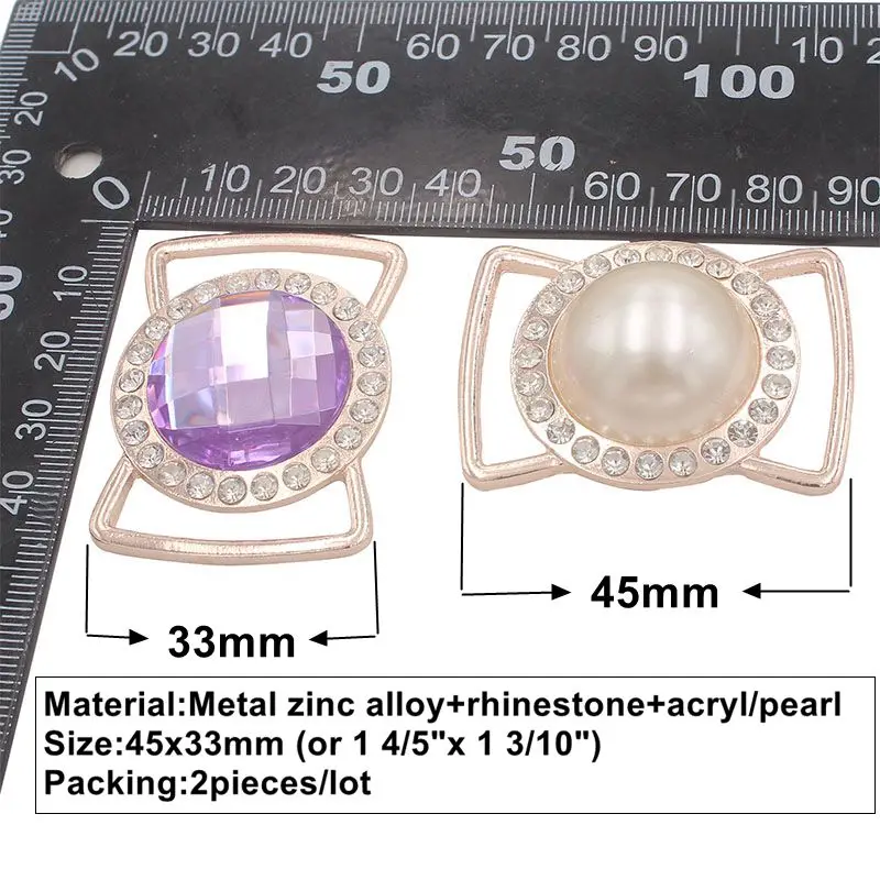 45 мм страз металлическая пряжка Diy кожа Кристалл обуви пряжки декоративные ленты слайдер для ремней и сумок аксессуары 2 шт