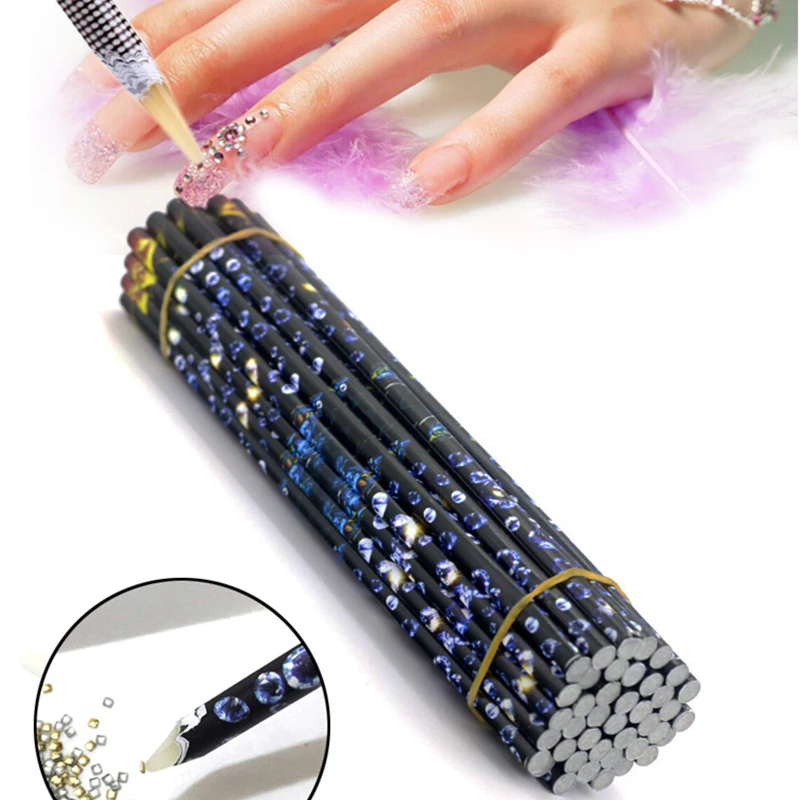 10 шт./лот инструменты для нейл-арта стразы драгоценные камни Dotting Pencil восковая 3D