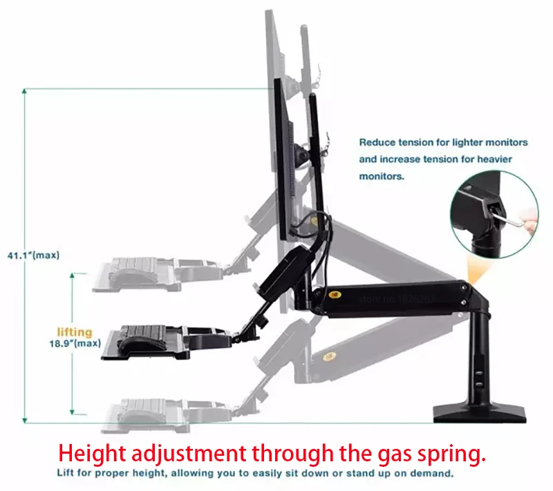 NB FC35 настольная сидячая подставка рабочая станция с удлиненным рычагом эргономичный 22-35 дюймов держатель монитора с клавиатурой лоток газовая пружинная рукоятка