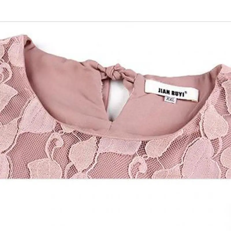 Плюс Размеры 4XL 3XL 2XL XL L Для женщин Весна 3/4 рукавом кружевном платье Высокая Талия