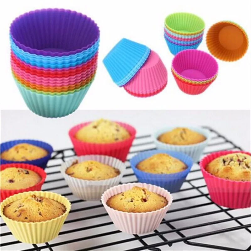 6 pcs Silicone Gâteau Muffin Chocolat Cupcake Liner Baking Cup Cookie Mold Cadeau