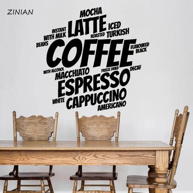 coffee words wall sticker coffee shop decoration cafe vinyl stickers