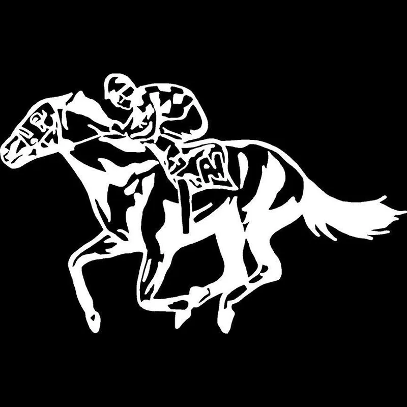 18 سنتيمتر * 11.4 سنتيمتر رهان سباق الخيل الفارس المسار ponys هاي تغذية مستقرة للاهتمام سيارة ملصقا أسود فضي S6-2772