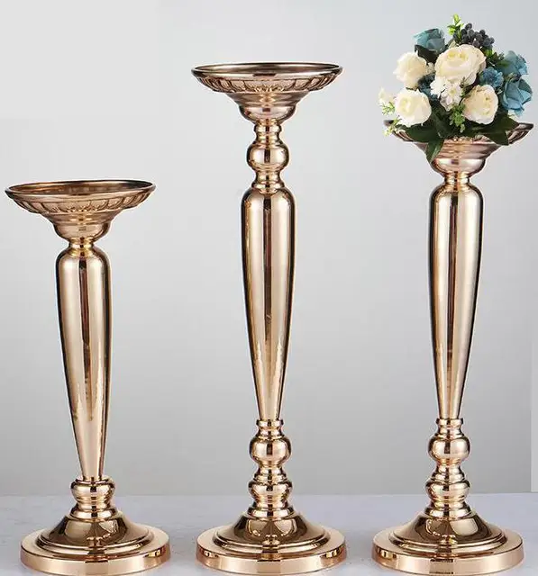 Wholesale 10 Pieces Gold Metal Wedding Centerpiece Vasein Vases from