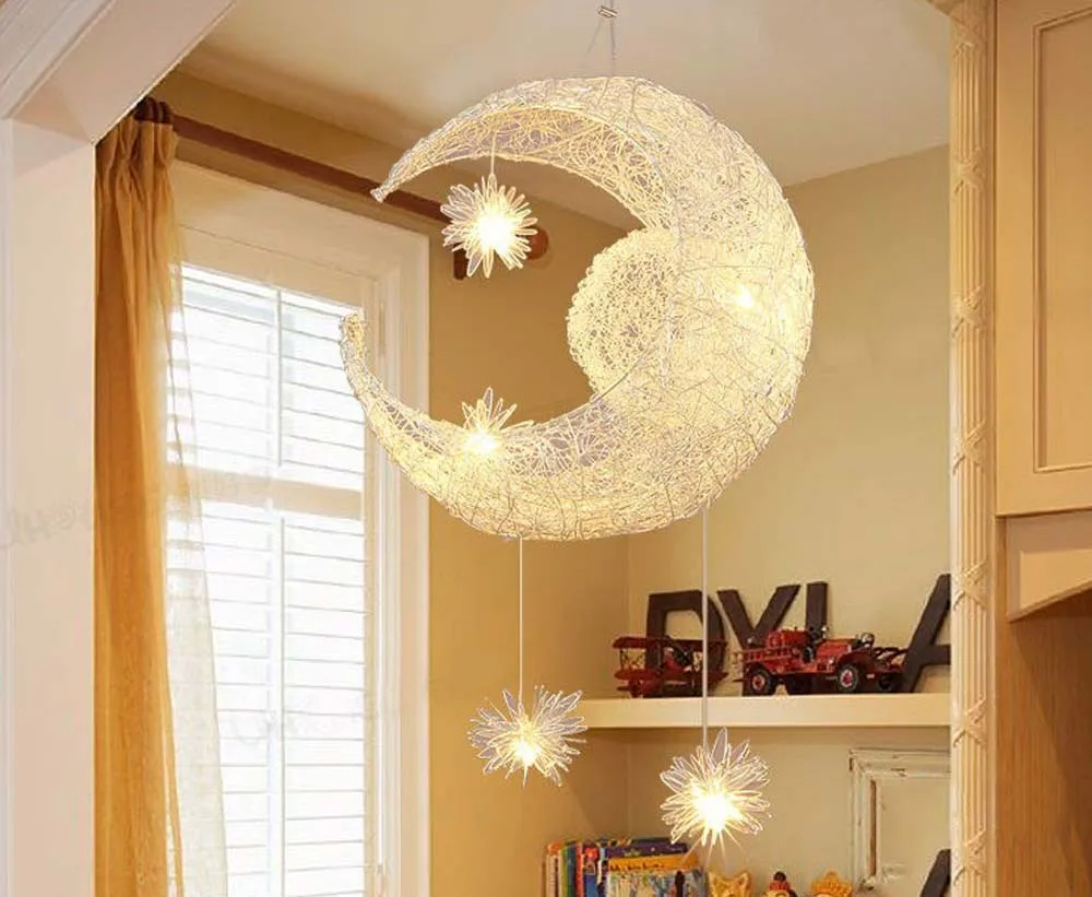 

Moon & Star Pendant Lamp Modern Pendant Light Shadow Lamp For Bar Restaurant Living Room Kitchen