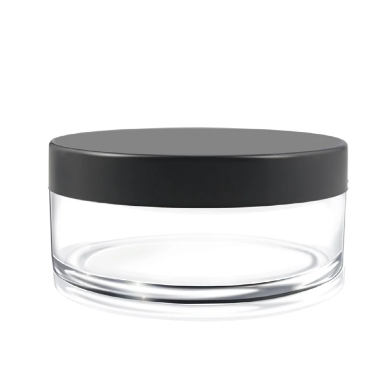 1pc 50g Empty Refillable Powder Jar Black Clear Plastic Empty Powder Sifter Jar Box Pot Cosmetic Container Tool 68 x 32mm