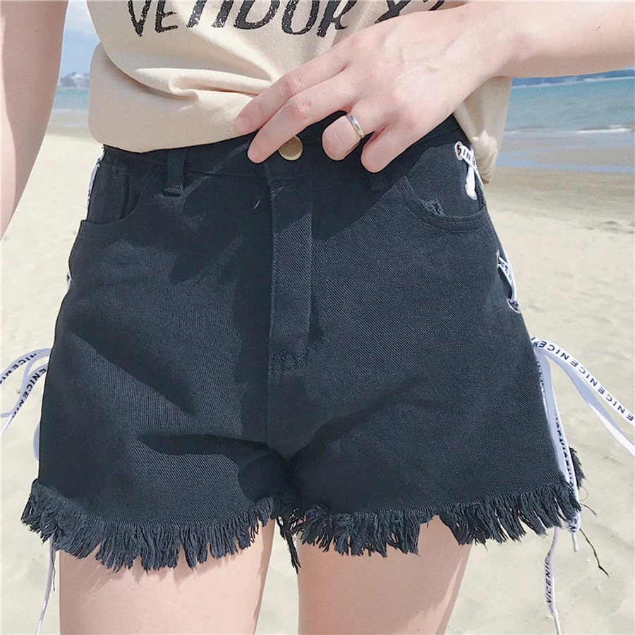 Denim High Waist Shorts Women Summer Casual Sweatpants Rave Korean Fashion Mini Short Feminino Hotpants Jeans Woman Shorts 5F104