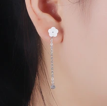 925 Sterling Silver Long Tassel Flowers Drop Earrings For Women Gift Zircon CZ Diamond Earings Sterling-silver-jewelry A389