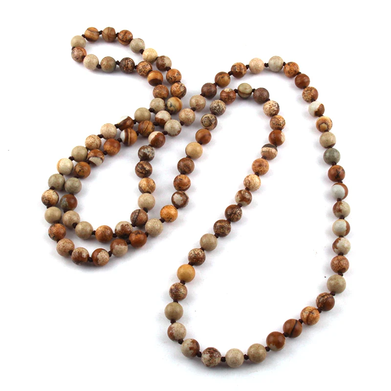 

Fashion Jewelry Semi Precious Stones 108pc Stone Knotted Necklaces
