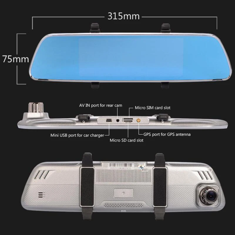 7 дюймов Автомобильная камера 3g DVR зеркало Android gps навигация двойной объектив видео рекордер Full HD 1080P зеркало заднего вида камера видеорегистратор