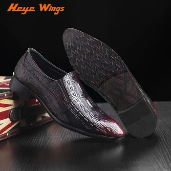 

luxury mens dress shoes crocodile pattern marks wedding formal shoes trendy business leather shoes