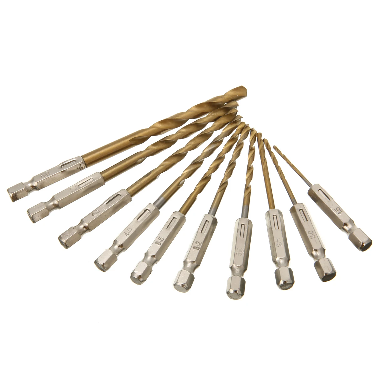 10pcs Twist Drill Bit Set Cordless Screwdriver For Wood Metal HSS-Titan Hexagonal Drill Bit Diameter 1.5mm-6.0mm