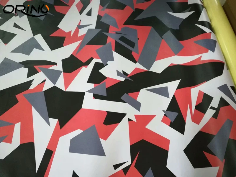 Orange Black Grey White Camouflage Vinyl Film-1
