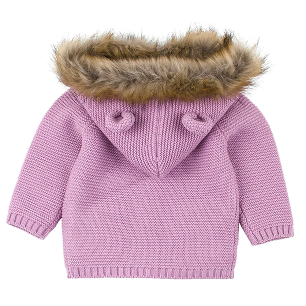 TELOTUNY/толстое теплое пальто для маленьких мальчиков и девочек с меховым плюшем и бархатным воротником; вязаные топы с капюшоном; теплое пальто; куртка; одежда; Z1025