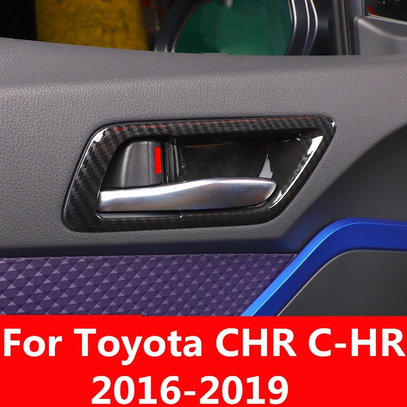 Black Car Inner Door Handles Frame Cover Trim for Toyota 2016-2019 C-HR CHR