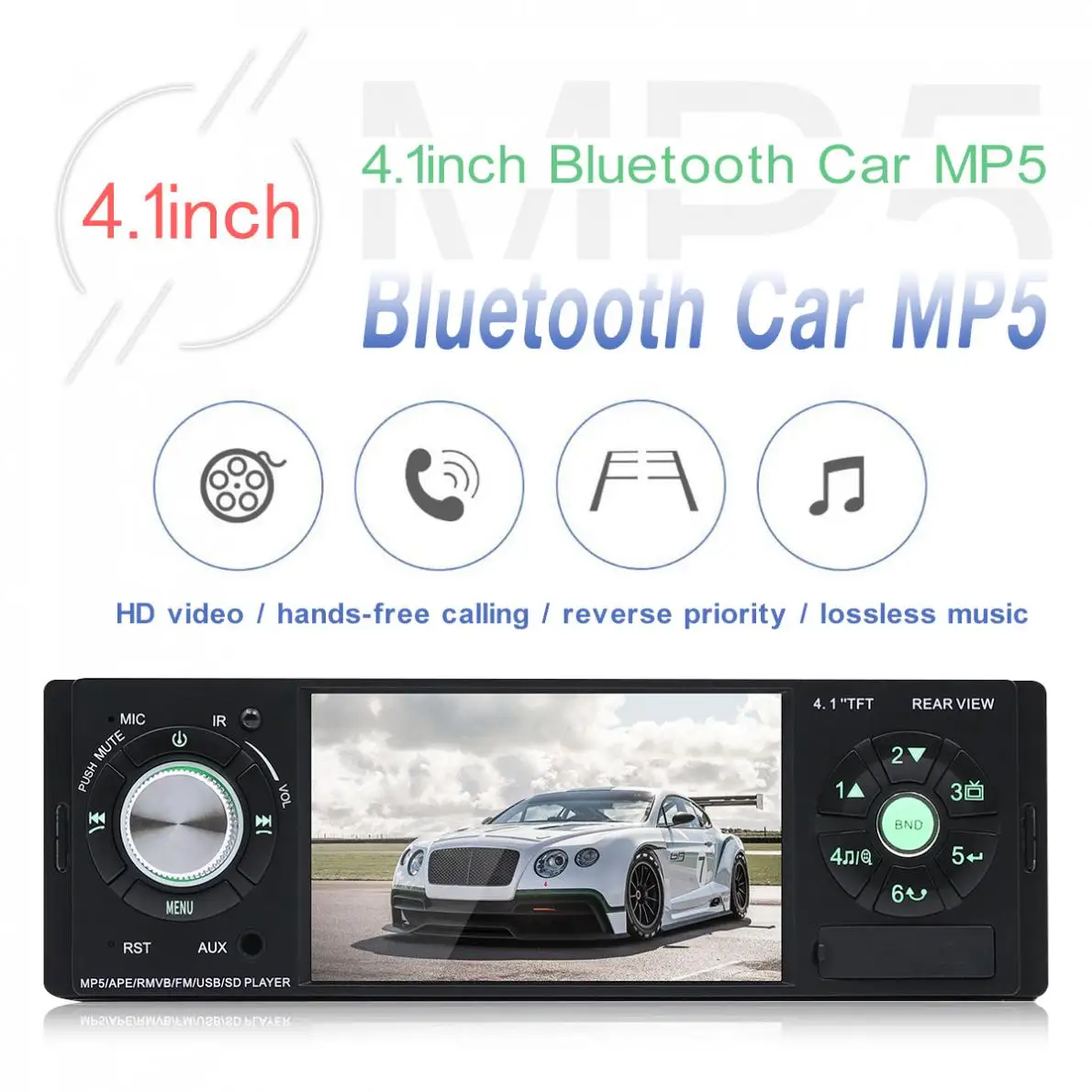 4 1 дюймов 12 в Din HD Авто стерео радио Bluetooth MP3 MP5 плеер Поддержка USB FM TF AUX с пультом