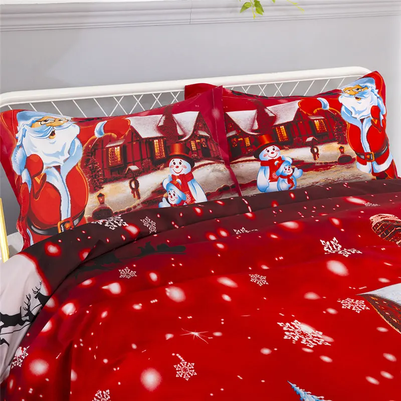 Рождественское постельное белье красного цвета, постельное белье Санта-Клауса, рождественские украшения для спальни, пододеяльник, наволочка