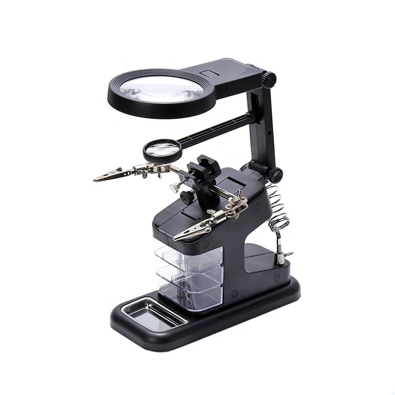 

Soldering Solder Iron Stand Holder Station Desk Magnifier LED Light Clamp Clip Helping Hand Magnifying Circuit Board