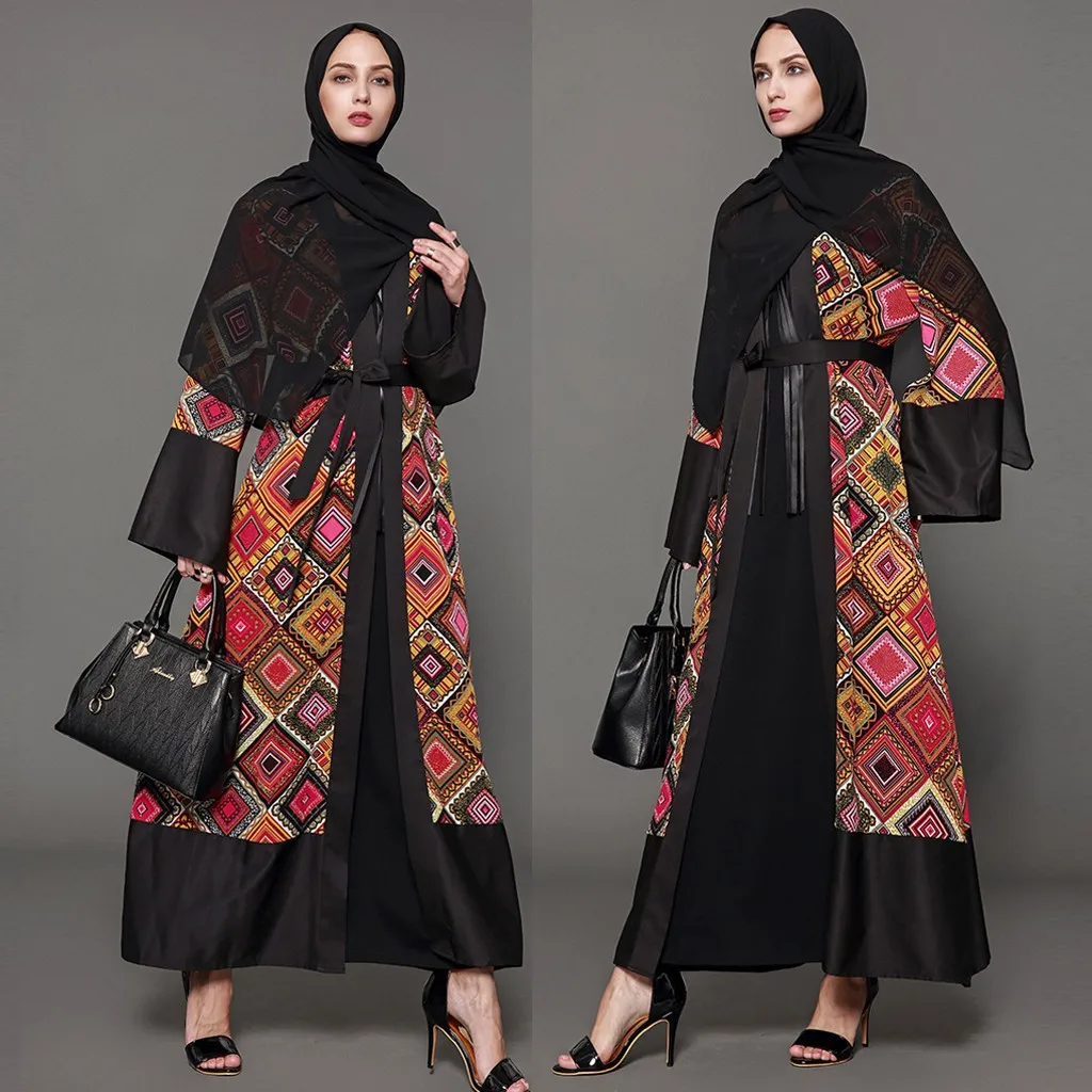 Женские этнические платья abaya исламский мусульманский стиль; Ближний Восток Макси открытый кардиган кафтан