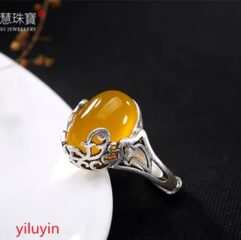 

KJJEAXCMY Boutique jewelry S990 silver, Korean version, antique topaz, carp, Xiangyun, pure silver, ladies' rings.