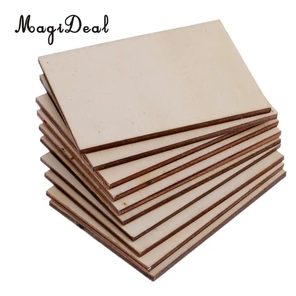 20x Square Rectangle Wooden / Wood MDF Shapes Plaque Unfinished Coaster for DIY Pyrography Art Craft Signs