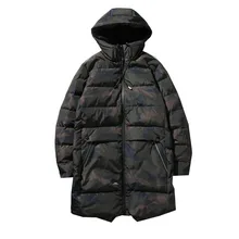 Новинка, зимняя камуфляжная Мужская куртка, модное хлопковое повседневное толстое теплое длинное пальто с капюшоном, куртка с меховым воротником, брендовая одежда