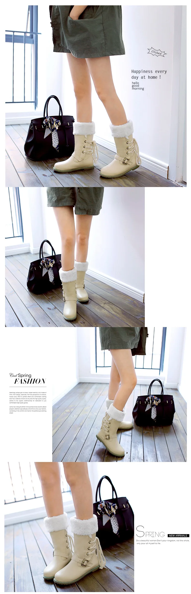 2018 New Korean Belt Buckle Womens Ladies Black Ankle Martin Boots Size 6 White Beige Womens Winter Casual Shoes Cheaps4
