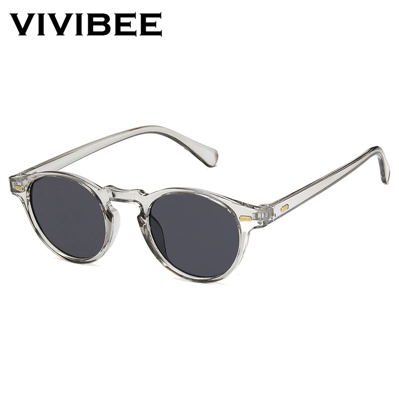 VIVIBEE Men Fashions 2019 Oval Small Sunglasses Clear Classic UV400 Sun Glasses Trends for 2019 Transparent Shades for Women
