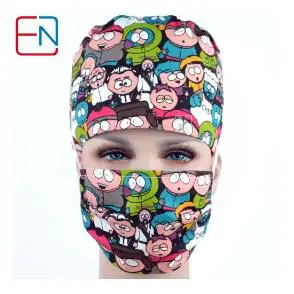 Новые унисекс хирургические шапки с sweatband хлопок скраб шапки - Цвет: Cap and mask