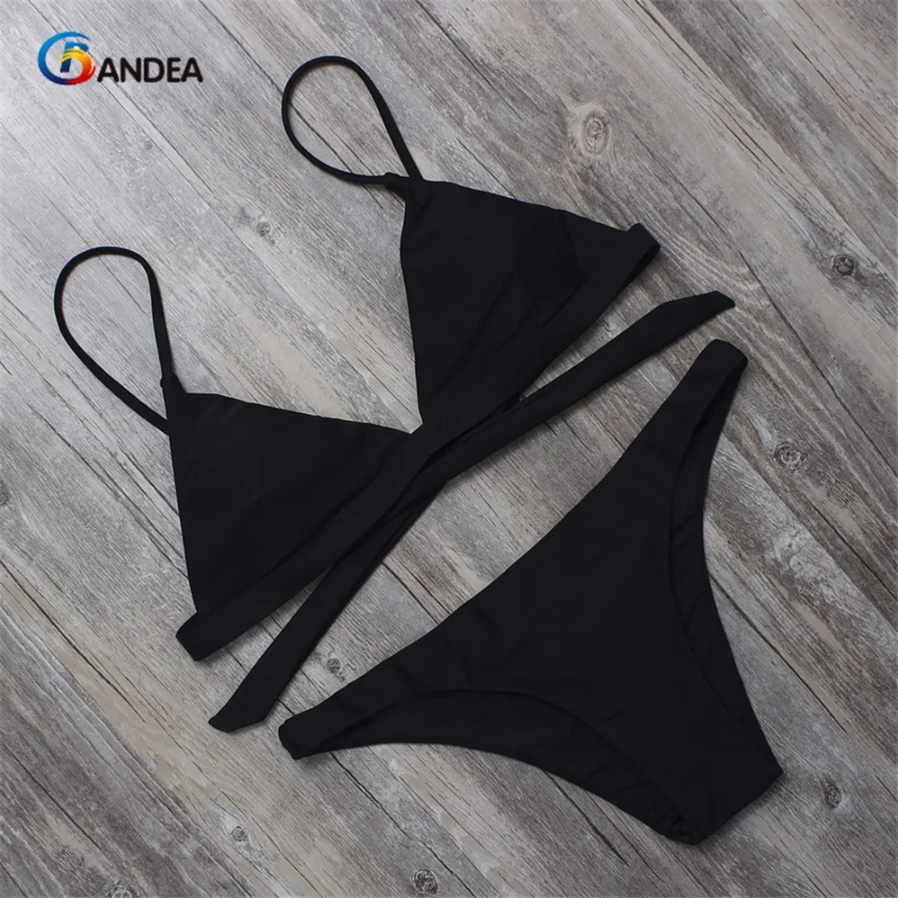 Billig BANDEA bikini bademode sexy solide bademode rot schwarz frauen badeanzüge 2019 niedrigen taille bikini tanga höschen badeanzug HA017
