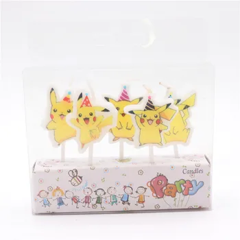 

5pcs/Lot Pokemon Pikachu Party Candles Cake Toppers Birthday Party Decoration Kids Cake Decor Cartoon Baby Shower Party Supplies
