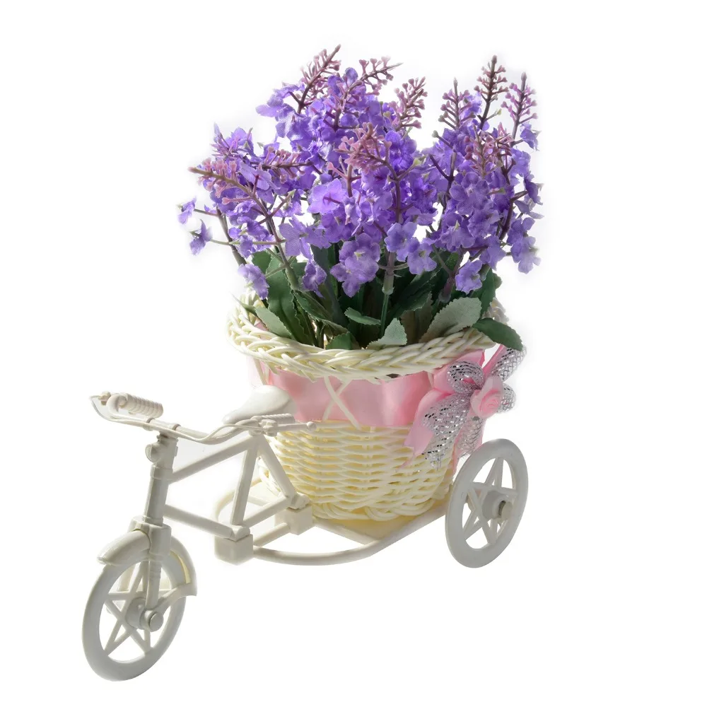 Ваза из искусственного ротанга, трицикл+ цветы, искусственные цветы, набор букетов, лаванда, искусственные цветы, свадебный подарок на день рождения, украшение