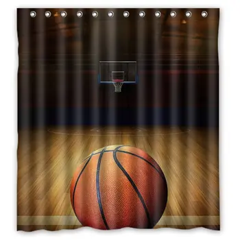 

Vintage Basketball Court Pattern Shower Curtain Waterproof Polyester Bathroom