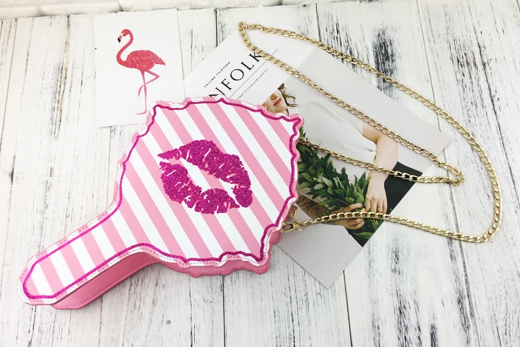 Забавный Уникальный дизайн полосатый сексуальный губы Зеркало макияж женские сумки клатч мини-цепочка Кошелек вечерние сумки женские сумки на плечо